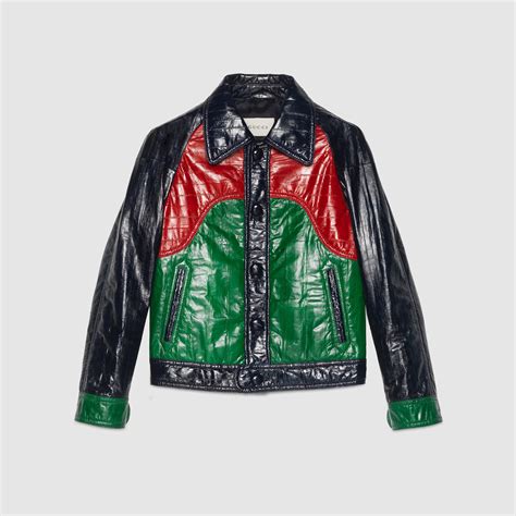 gucci womens red leather jacket|Gucci jacket without hoodie.